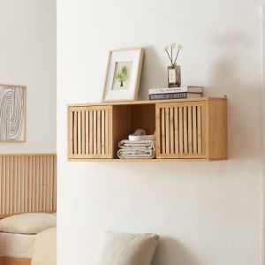 [en.casa] - tag&egrave;re murale Yp&auml;j&auml; bambou 93 x 20 x 33 cm naturel
