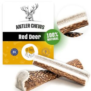 RF-DEER Bois de Cerf élaphe Premium Soft L 17-19 cm (111-150 g) Cornes de Cerf et pour Chiot et Chien 100% Naturel Bâtonnets