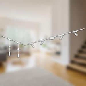 BRILONER - Syst&egrave;me de rail Luxtrail set complet, 4x spots LED, 2x suspensions LED r&eacute;glables en hauteur, forme L, lampes, syst&egrave;me de rail lumineux pour plafond, rail pour spots, plafonnier, 3m, blanc