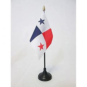 Drapeau de table Panama 15x10cm - PETIT Drapeaux DE BUREAU panam&eacute;en 10 x 15 cm pointe dor&eacute;e - AZ FLAG