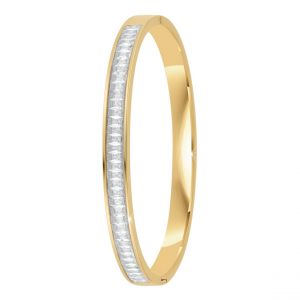 Jonc Femme So Charm - B4337-DORE-BLANC - Bracelet Mode Dor&eacute;