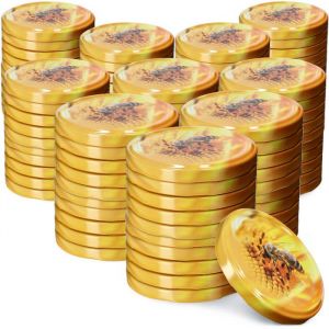 Lot de 100 Couvercles Hermétiques Fi 82mm pour Bocaux - Jaune - Kadax