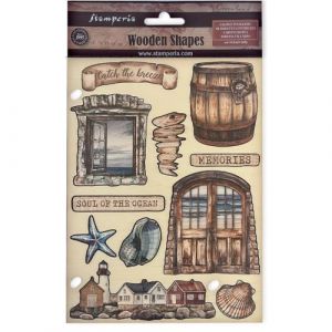 Stamperia KLSP183 Formes en bois colorées, marron, 14,8 x 21 x 0,8 cm