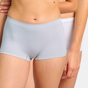 Billet Doux Lot de 2 Shorties, Zen Attitude 403111, 50/52, Blanc & Blanc/Gris, Femme
