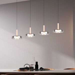 Lampe suspendue LED 4 lumi&egrave;res Celeste verre de fum&eacute;e - 354910432