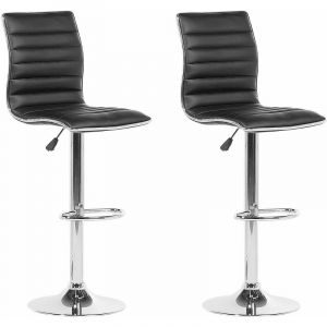 Beliani Lot de 2 chaises de bar en simili-cuir noir LUCERNE