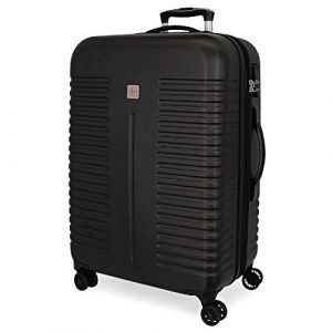 Roll Road India Valise Moyenne Noir 48x70x27 cms Rigide ABS Serrure &agrave; combinaison 75L 3,7Kgs 4 roues doubles Extensible