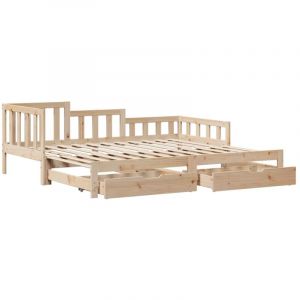 VidaXL Lit de jour et lit gigogne et tiroirs 90x190 cm bois pin massif