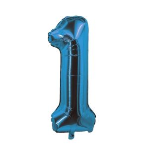 Ruedelafete Ballon alu mylar 30cm CHIFFRE 1, bleu électrique