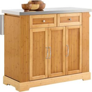 Sobuy Desserte de Cuisine &agrave; Roulettes, &Icirc;lot Central avec Plan de Travail Extensible Chariot Mobile pour Cuisine ou Salle &agrave; Manger, Meuble de Cuisine