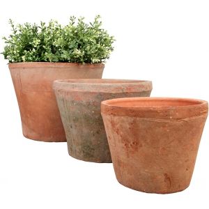 Esschert design Lot de 3 pots en pierre cuite aspect vieilli