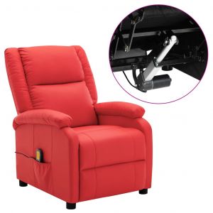 Image de VidaXL Fauteuil inclinable électrique de massage Rouge Similicuir