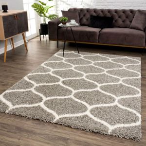 Unamourdetapis 120x120 rond Tapis shaggy poils long 120x120 cm Rond SG MADRID Gris Chambre adapté au chauffage par le sol