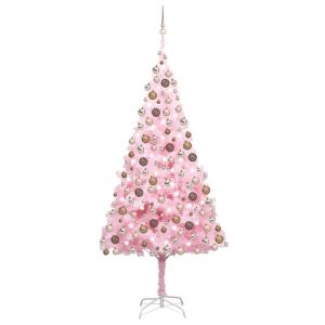 VidaXL Arbre de No?l artificiel avec LED et boules Rose 240 cm PVC