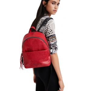 Image de Desigual Petit sac à dos Rising Mombasa à broderies ton sur ton Rouge