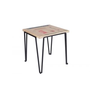 Hellin Table bistrot carrée en bois recyclé et pied métal L70 - demeter - marron
