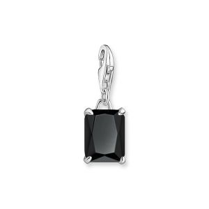 Thomas Sabo Pendentif Charm grande pierre noir argent sterling 925, noirci Gris