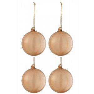 Lot de 4 Boules de Noël "Verre Épais" 10cm Beige Prix