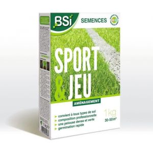BSI Semences de Gazon - Sport & Jeu - Avec Enrobage Protecteur - Haute qualité - jusqu'a 50 m² - 1Kg