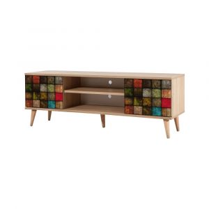Meuble TV effet bois beige, multicolore 140x40 cm