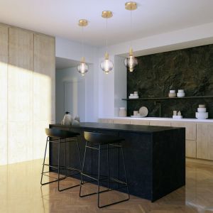 Elstead Lighting Palmas Suspension LED &agrave; 1 source lumineuse, QN-PALMAS-1MP-BG, gerippt