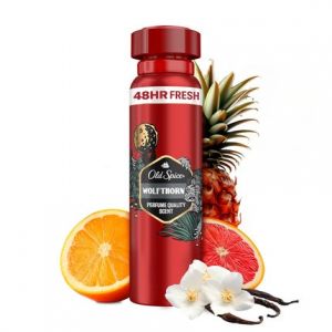 Old Spice Wolfthorn Déodorant en Spray pour Homme Fraîcheur 48h 0% Sels d'Aluminium Sans Résidus Blancs Ni Traces Jaunes - 150 ml