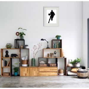 Shot Cadre Photo Basket 30x40cm avec P e Partout Tableau Bois Verre (BLANC)