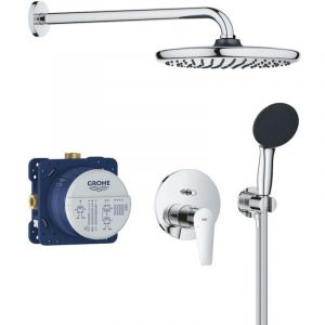 Grohe Start Edge Ensemble de Douche Encastré 2 sorties, Douche de Tête Vitalio Start 250, Douchette Vitalio Start 110 2 jets, Flexible 1,5 m, Chromé, 25293000