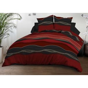 Housse de couette 220x240 + 2 taies - Microfibre - Baltic rouge