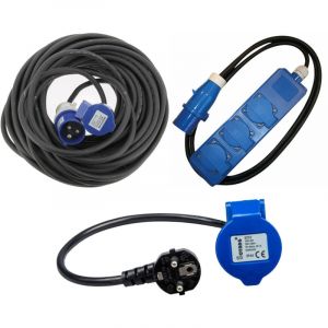 Haba Pack 17 Rallonge Néoprène + antarion Adaptateur P17 + Rallonge Multiprise 1,5m Camping Car