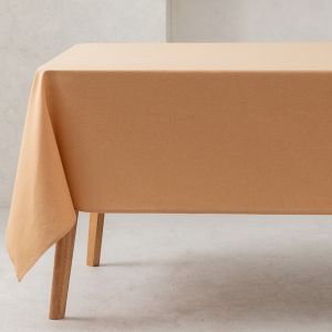 Nappe en 100% coton bio antitaches uni moutarde 140x300 cm