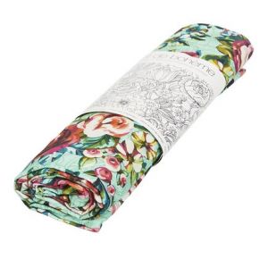 Nappe grand format en coton imprimé fleuri Lagon 140x235