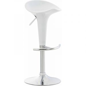Décoshop26 Tabouret de bar x1 avec repose-pieds assise pivotante en plastique blanc et métal chromé 100005368