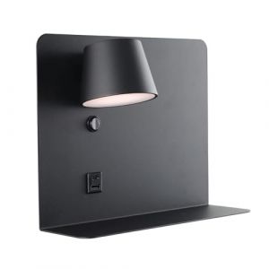 Applique murale LED noire orientable avec USB et type C 28x27 cm