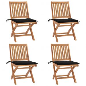 VidaXL Chaises pliables de jardin avec coussins 4 pcs Teck solide