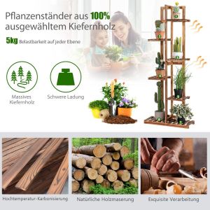 Etagère Coast flower 6 étages de plantes en bois ??50 x 21 x 124 cm marron
