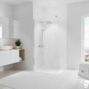 Image de Schulte-ufer Panneau mural Blanc brillant, revêtement pour douche et salle de bain, DécoDesign brio 100 x 255 cm