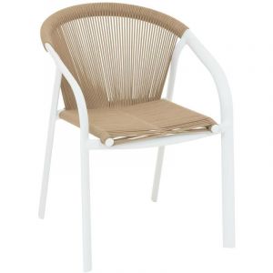 Hesperide Fauteuil de jardin empilable Riu miel & blanc en aluminium traité en epoxy - Miel / blanc