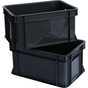 Artecsis 2x Mini caisse rangement plastique Anthracite - 11L - 35x24x18cm - Bac plastique - Rangement Bureau Buanderie Cuisine