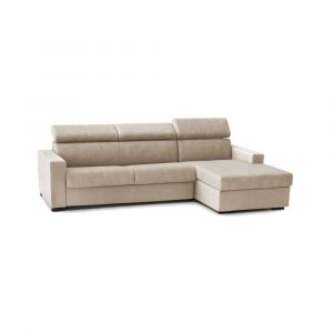 Canapé Alceste, Canapé d'angle, 100% Made in Italy, Canapé avec ouverture pivotante, avec Péninsule Conteneur Droite, avec accoudoirs fins, Cm