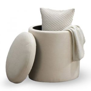 Mobilier Deco - volta - Pouf coffre effet peau de mouton beige