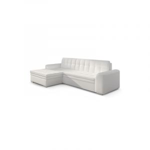 LesTendances Canapé d'Angle Convertible "Izalco" 270cm Blanc Angle Gauche