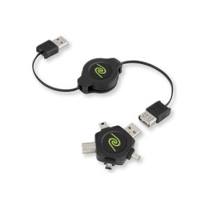 ReTrak EUCABLESTAR - Câble USB rétractable 1 m avec adaptateur étoile Multi-tip