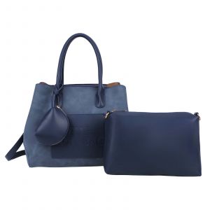 Sac &agrave; Main pour Femme Lavana &agrave; Effet Su&eacute;dine avec Pochette Amovible Gallantry Bleu nuit