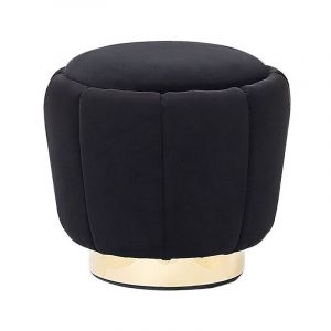 Image de Beliani Pouf en velours noir IRVING