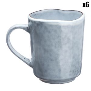6 Mugs en Gr&egrave;s Cloud gris clair - 40 cl