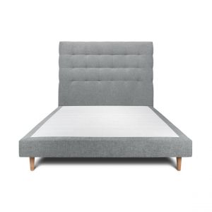 Lit avec t&ecirc;te de lit capitonnee tissu et double sommier tapissier vert Hauteur totale : 29cm