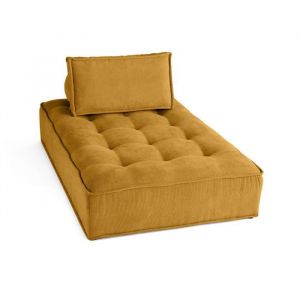 Marisol - module d'assise m&eacute;ridienne - velours textur&eacute; - Jaune