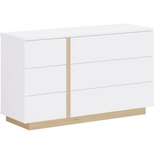 Commode 6 tiroirs - Blanc et naturel - napoli ii