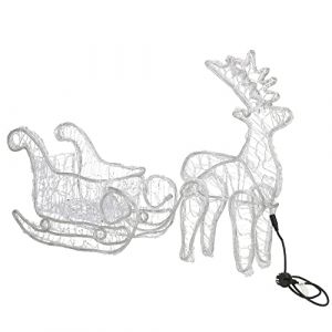 SPRINGOS Décoration de Noël Renne et traîneau 312 LED 150 cm - blanc froid